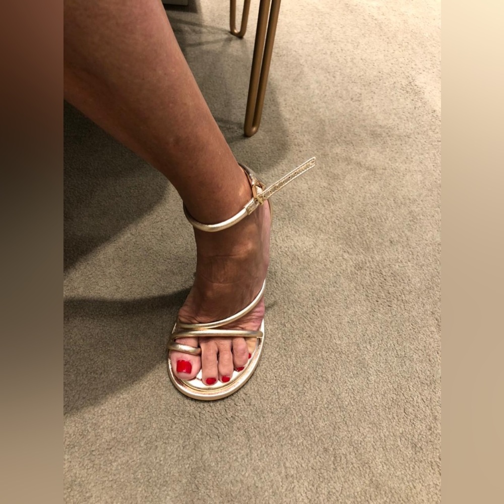 SCHUTZ Metallic Gold Strappy Sandals - Picture 13 of 15
